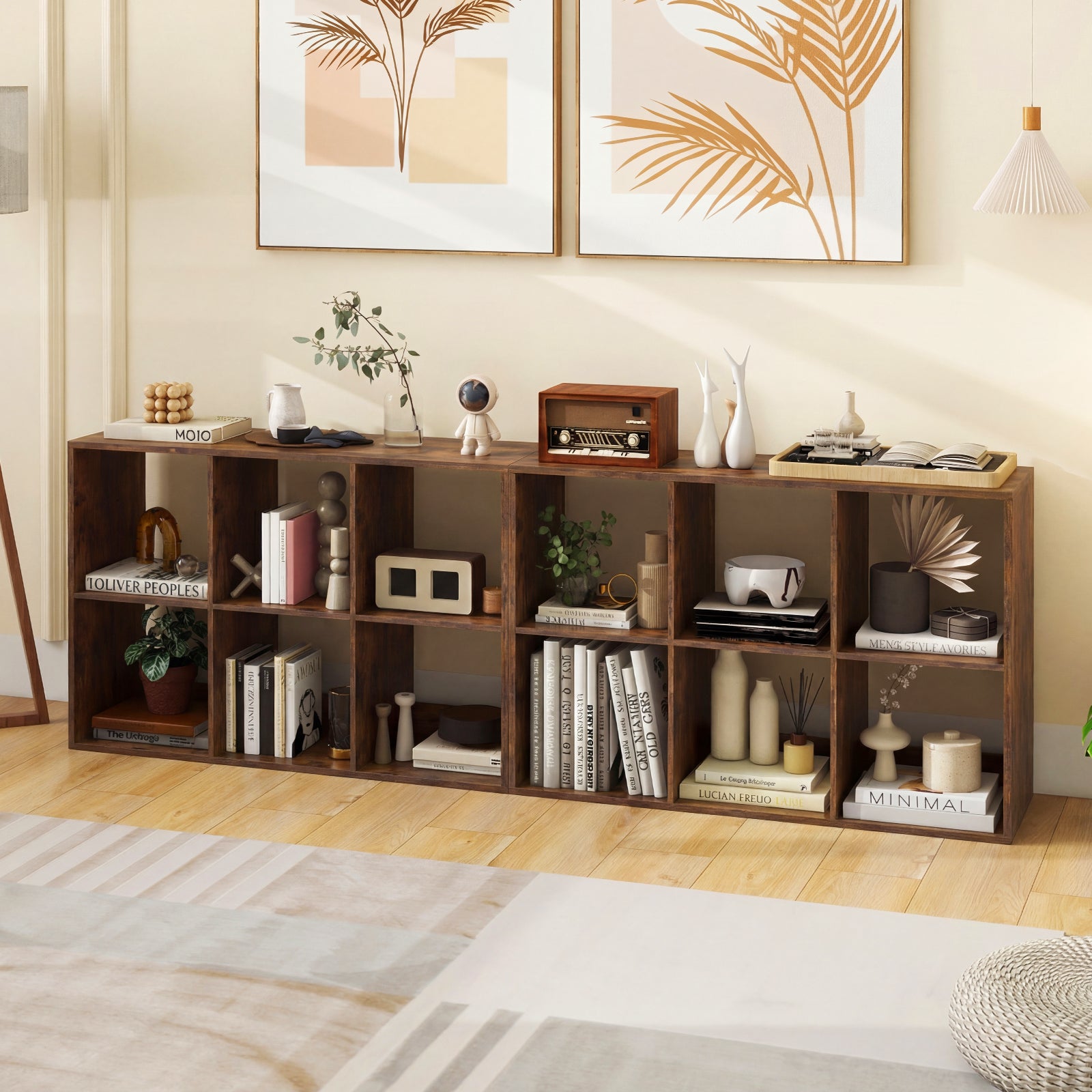 6 Cube Bookshelf With Back Guardrail, Brown Bookcases at Gallery Canada