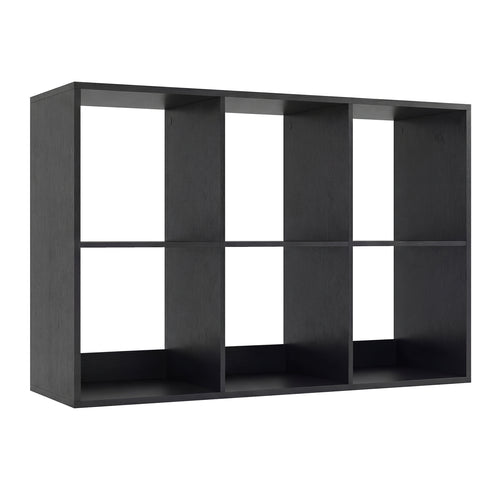 6 Cube Bookshelf With Back Guardrail, Black