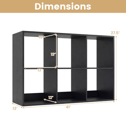 6 Cube Bookshelf With Back Guardrail, Black Bookcases at Gallery Canada