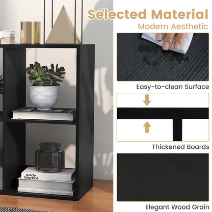 6 Cube Bookshelf With Back Guardrail, Black Bookcases at Gallery Canada