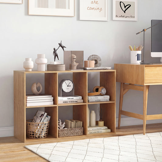 6 Cube Bookshelf With Back Guardrail, Natural Bookcases Natural at Gallery Canada