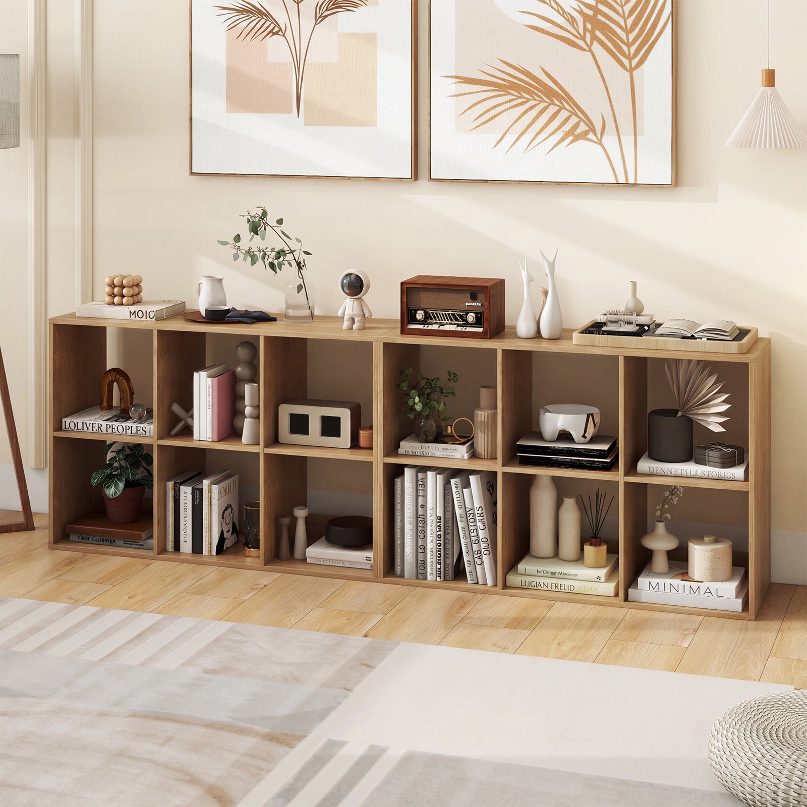 6 Cube Bookshelf With Back Guardrail, Natural Bookcases at Gallery Canada