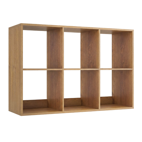 6 Cube Bookshelf With Back Guardrail, Natural