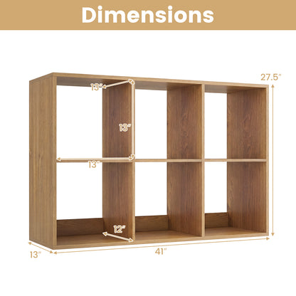 6 Cube Bookshelf With Back Guardrail, Natural Bookcases at Gallery Canada