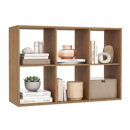 6 Cube Bookshelf With Back Guardrail, Natural Bookcases at Gallery Canada