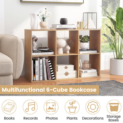 6 Cube Bookshelf With Back Guardrail, Natural Bookcases at Gallery Canada
