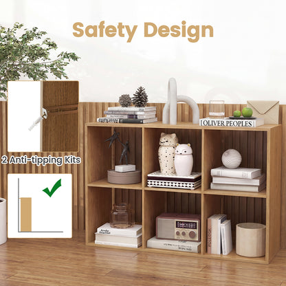 6 Cube Bookshelf With Back Guardrail, Natural Bookcases at Gallery Canada