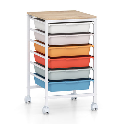 6-Drawer Rolling Storage Cart With Wooden Tabletop, Macaron File Cabinets at Gallery Canada