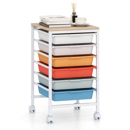 6-Drawer Rolling Storage Cart With Wooden Tabletop, Macaron File Cabinets at Gallery Canada
