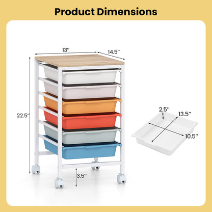 6-Drawer Rolling Storage Cart With Wooden Tabletop, Macaron File Cabinets at Gallery Canada