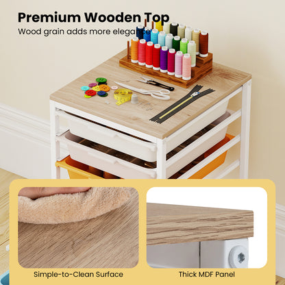 6-Drawer Rolling Storage Cart With Wooden Tabletop, Macaron File Cabinets at Gallery Canada