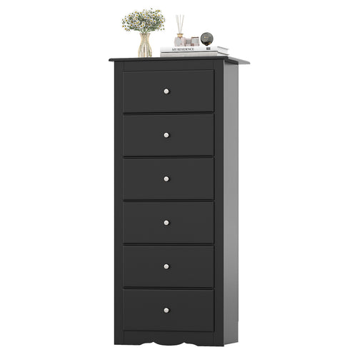 6 Drawers Chest Dresser Clothes Storage Bedroom Furniture Cabinet, Black