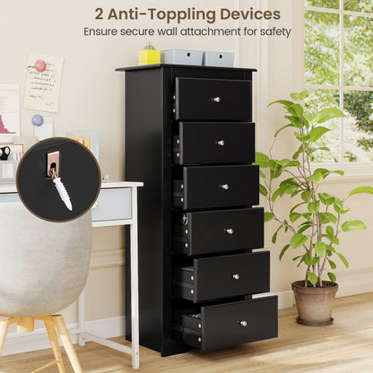 6 Drawers Chest Dresser Clothes Storage Bedroom Furniture Cabinet, Black Dressers & Chests at Gallery Canada