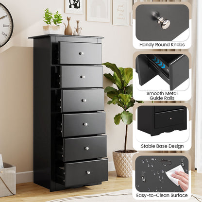 6 Drawers Chest Dresser Clothes Storage Bedroom Furniture Cabinet, Black Dressers & Chests at Gallery Canada