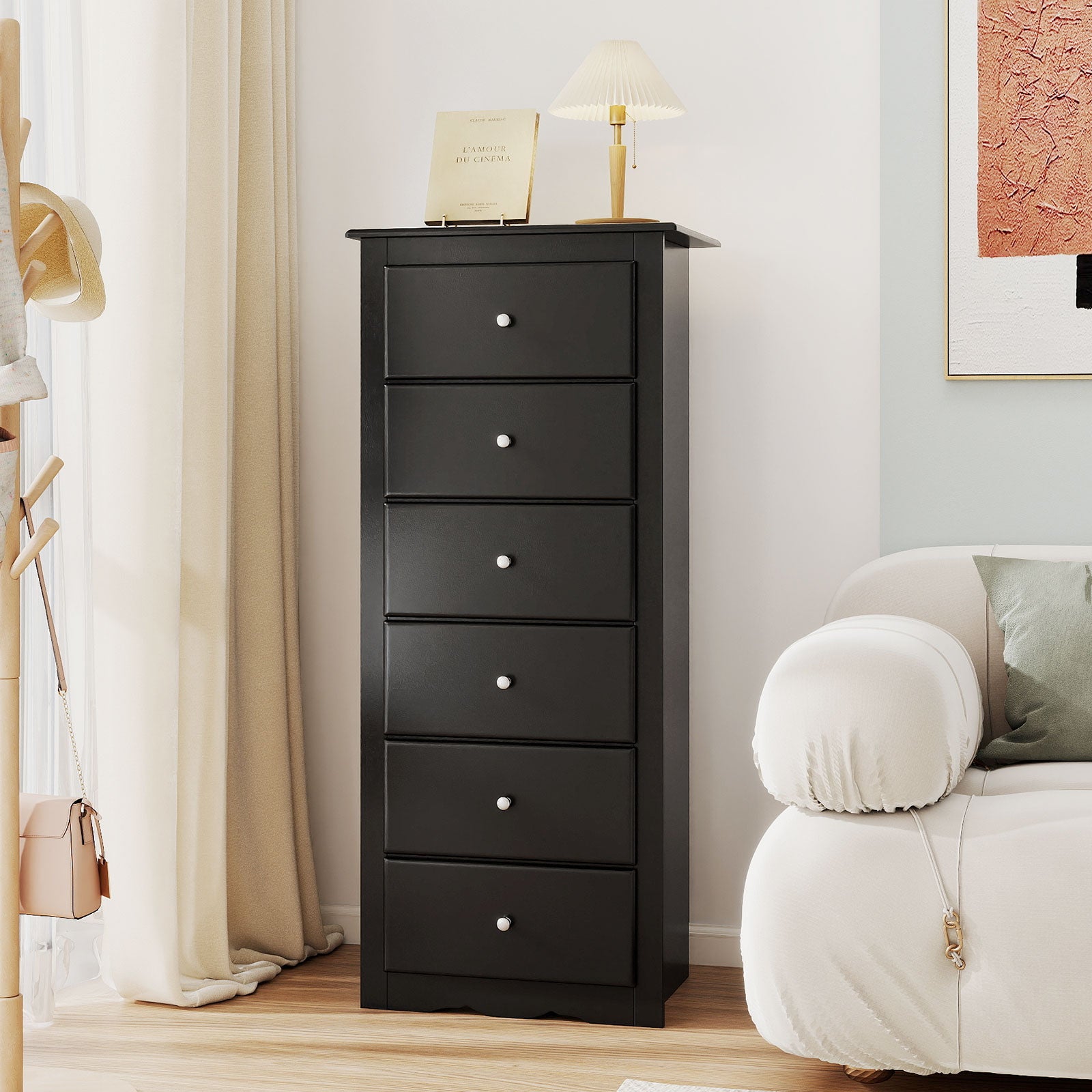 6 Drawers Chest Dresser Clothes Storage Bedroom Furniture Cabinet, Black Dressers & Chests at Gallery Canada