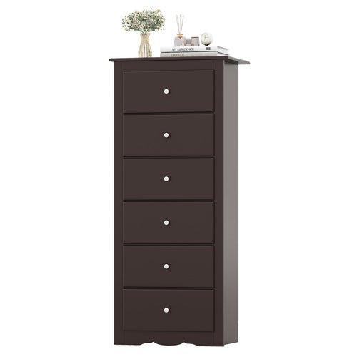 6 Drawers Chest Dresser Clothes Storage Bedroom Furniture Cabinet, Brown