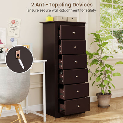 6 Drawers Chest Dresser Clothes Storage Bedroom Furniture Cabinet, Brown Dressers & Chests at Gallery Canada