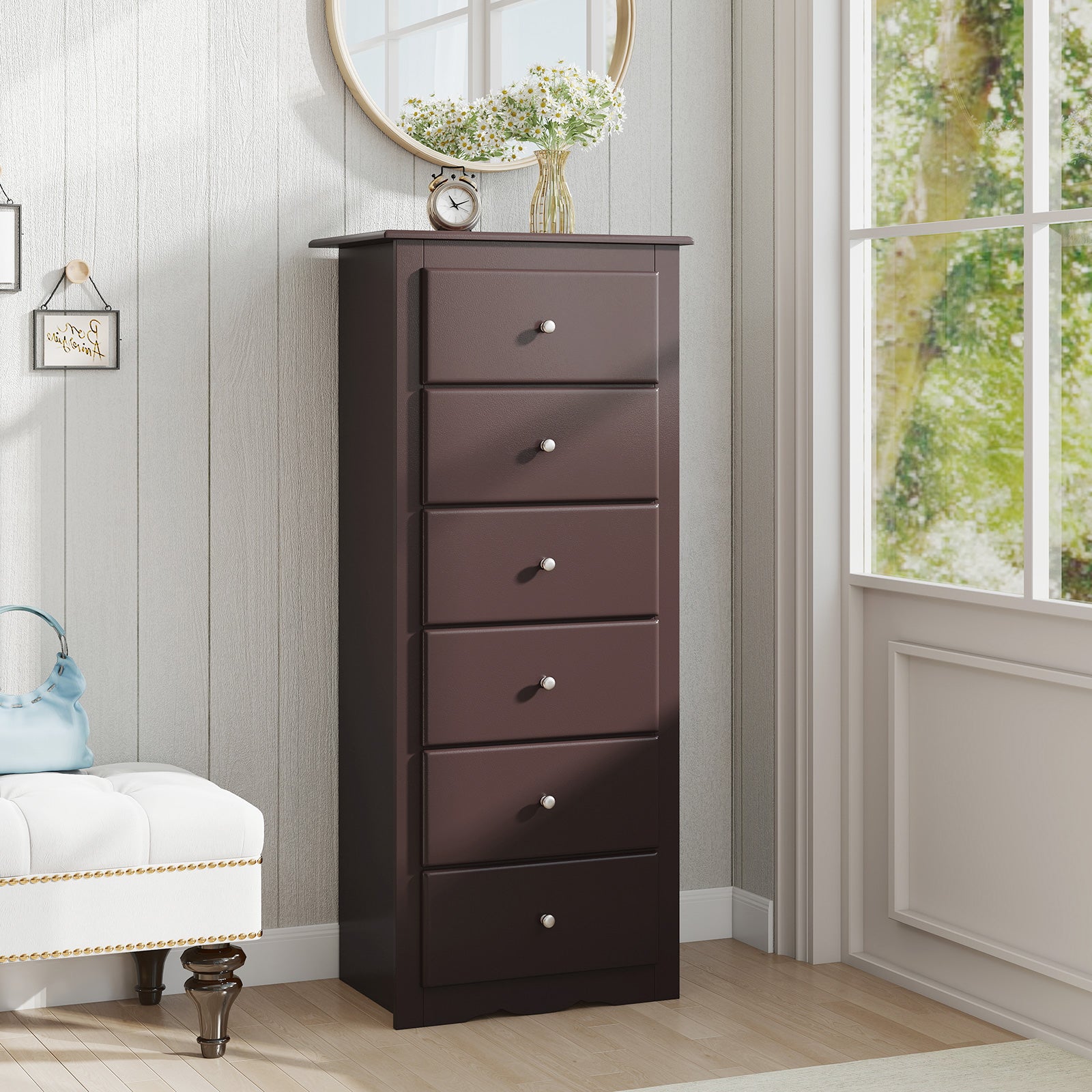 6 Drawers Chest Dresser Clothes Storage Bedroom Furniture Cabinet, Brown Dressers & Chests at Gallery Canada