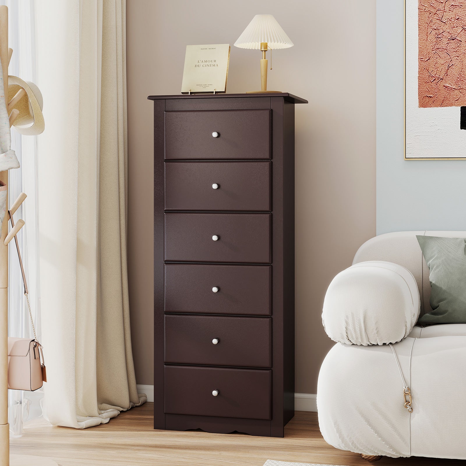 6 Drawers Chest Dresser Clothes Storage Bedroom Furniture Cabinet, Brown Dressers & Chests at Gallery Canada