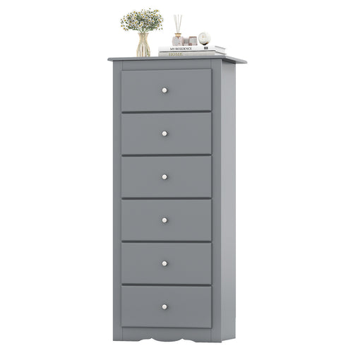 6 Drawers Chest Dresser Clothes Storage Bedroom Furniture Cabinet, Gray