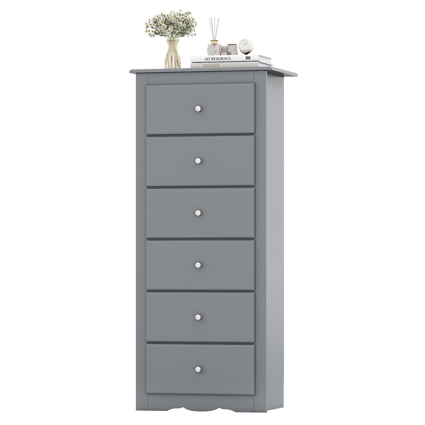 6 Drawers Chest Dresser, Bedroom Furniture Cabinet, Gray