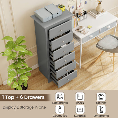 6 Drawers Chest Dresser Clothes Storage Bedroom Furniture Cabinet, Gray Dressers & Chests at Gallery Canada