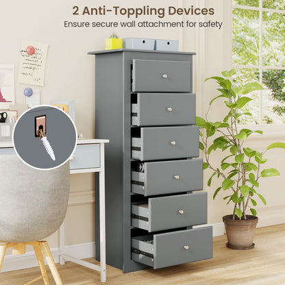 6 Drawers Chest Dresser Clothes Storage Bedroom Furniture Cabinet, Gray Dressers & Chests at Gallery Canada