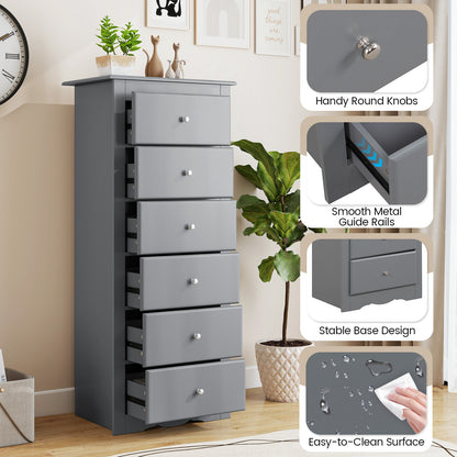 6 Drawers Chest Dresser Clothes Storage Bedroom Furniture Cabinet, Gray Dressers & Chests at Gallery Canada