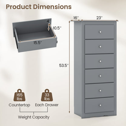 6 Drawers Chest Dresser Clothes Storage Bedroom Furniture Cabinet, Gray Dressers & Chests at Gallery Canada