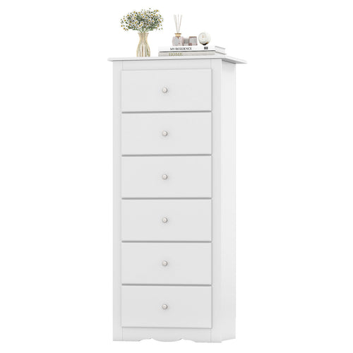 6 Drawers Chest Dresser Clothes Storage Bedroom Furniture Cabinet, White