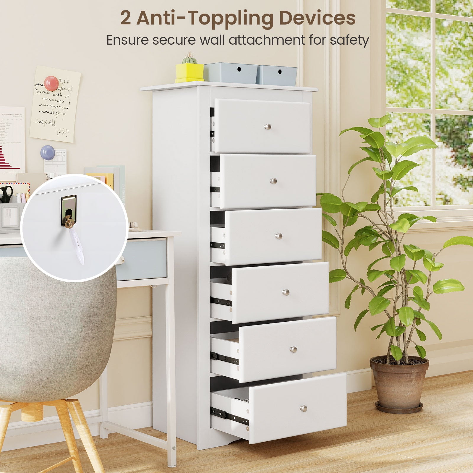 6 Drawers Chest Dresser Clothes Storage Bedroom Furniture Cabinet, White Dressers & Chests at Gallery Canada