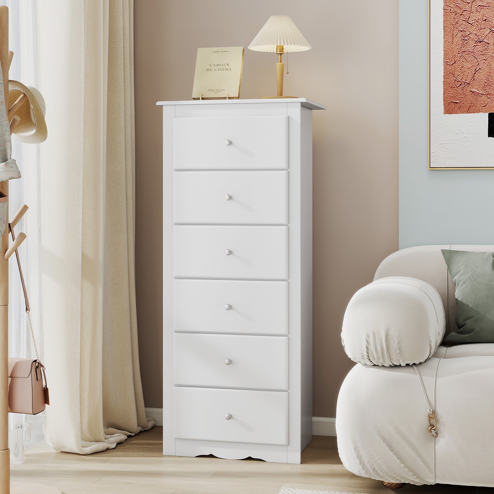 6 Drawers Chest Dresser Clothes Storage Bedroom Furniture Cabinet, White Dressers & Chests at Gallery Canada