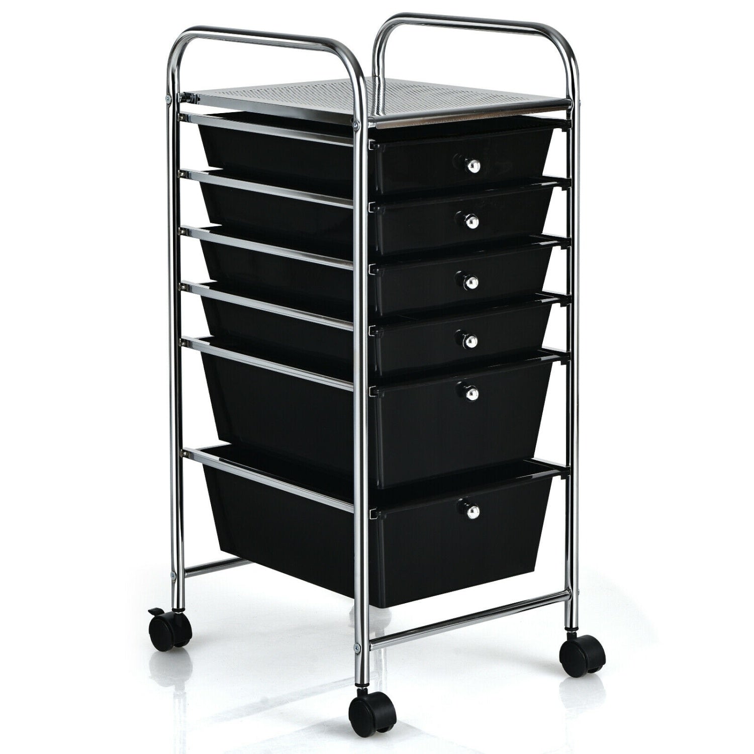 6 Drawer Rolling Storage Cart Organizer, Black File Cabinets Black at Gallery Canada