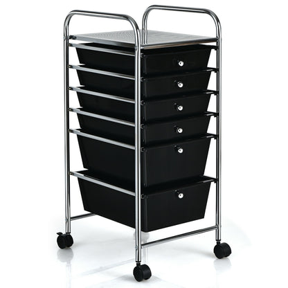 6 Drawer Rolling Storage Cart Organizer, Black File Cabinets Black at Gallery Canada