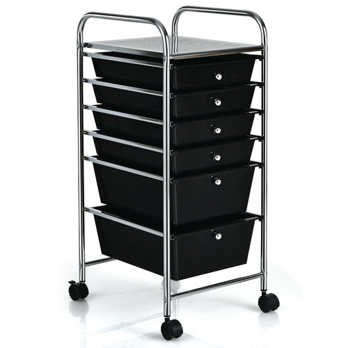 6 Drawer Rolling Storage Cart Organizer, Black