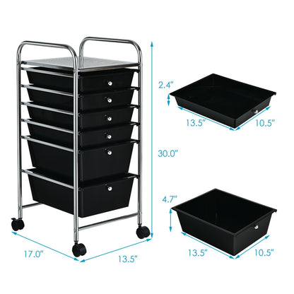 6 Drawer Rolling Storage Cart Organizer, Black File Cabinets at Gallery Canada