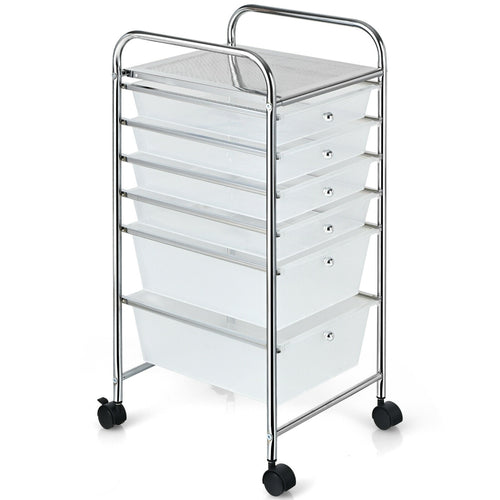 6 Drawer Rolling Storage Cart Organizer, Transparent