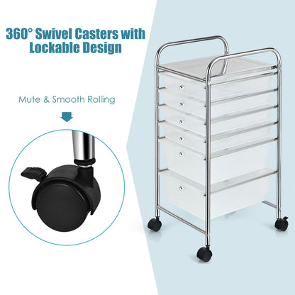6 Drawer Rolling Storage Cart Organizer, Transparent File Cabinets at Gallery Canada