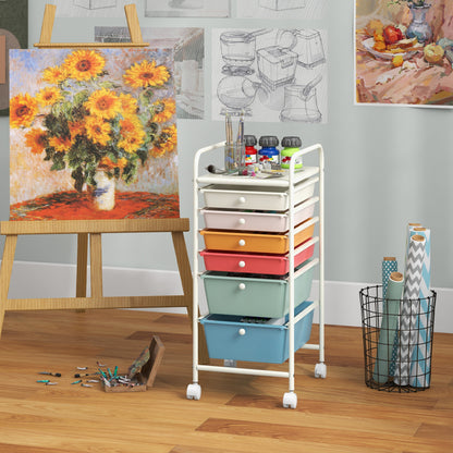 6 Drawer Rolling Storage Cart Organizer, Multicolor, Macaron File Cabinets at Gallery Canada