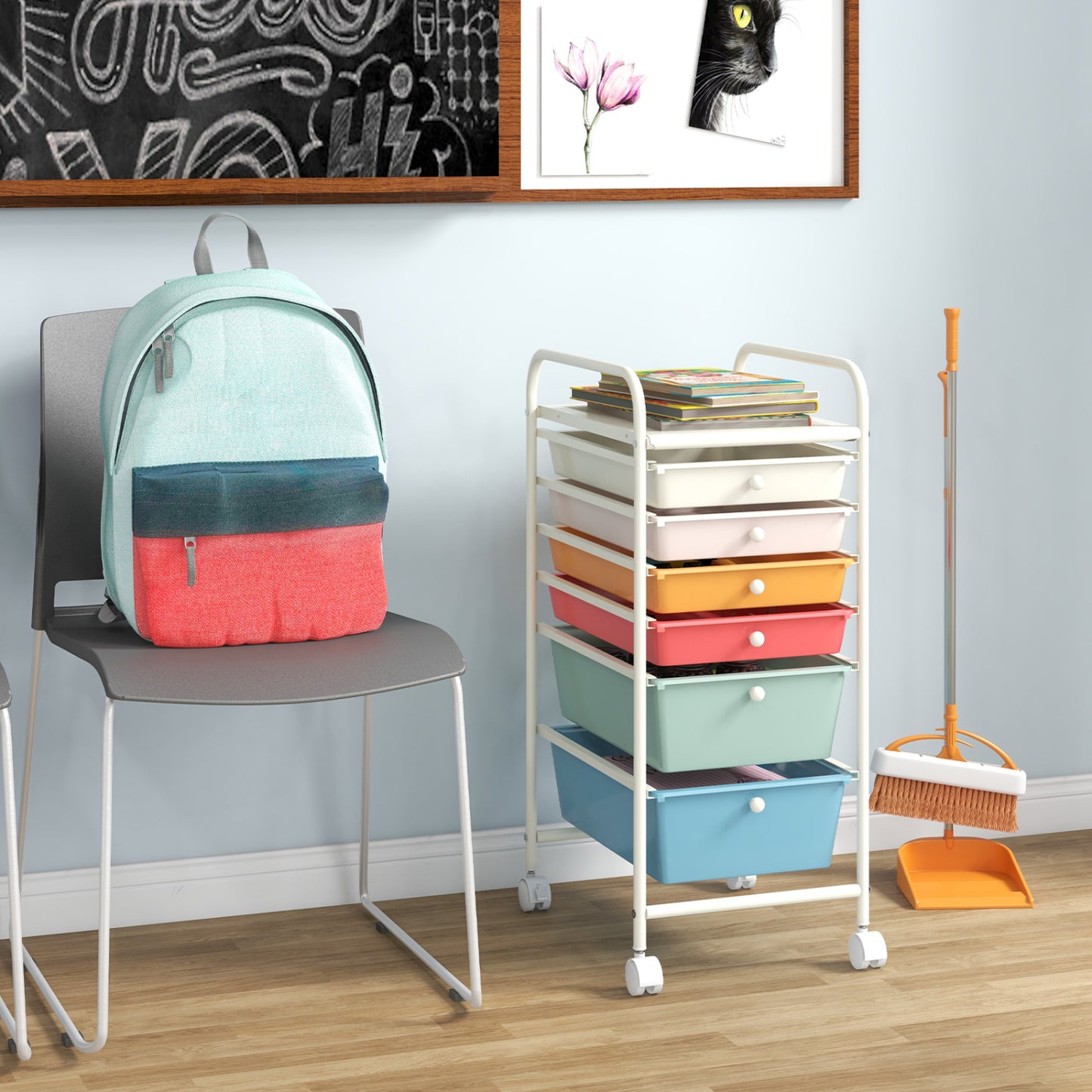 6 Drawer Rolling Storage Cart Organizer, Multicolor, Macaron File Cabinets at Gallery Canada