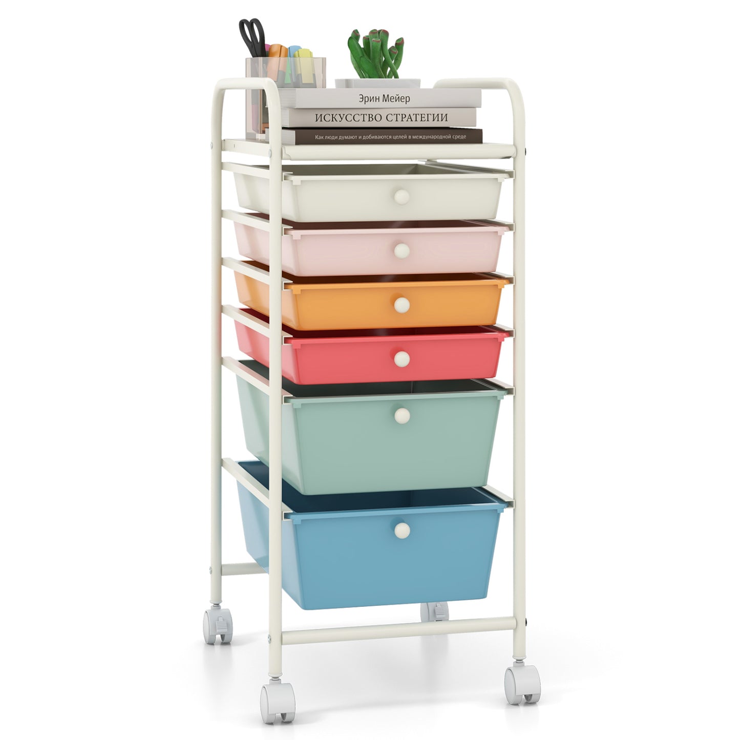 6 Drawer Rolling Storage Cart Organizer, Multicolor, Macaron File Cabinets at Gallery Canada