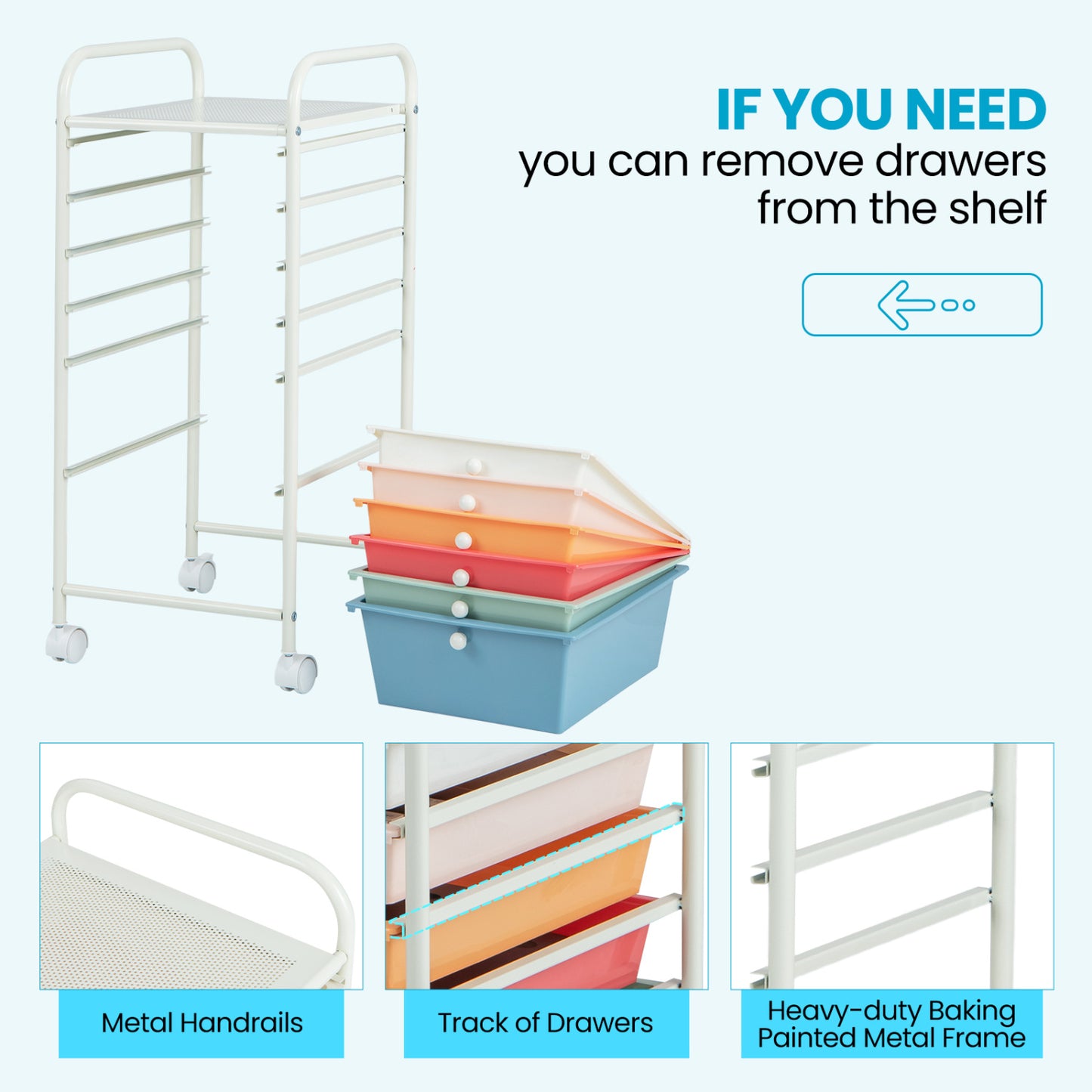 6 Drawer Rolling Storage Cart Organizer, Multicolor, Macaron File Cabinets at Gallery Canada