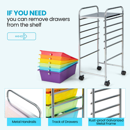 6 Drawers Rolling Storage Cart Organizer, Multicolor File Cabinets at Gallery Canada