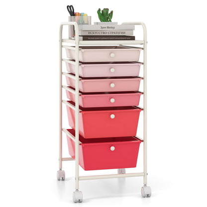 6 Drawers Rolling Storage Cart Organizer, Pink File Cabinets at Gallery Canada