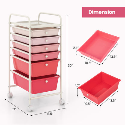 6 Drawers Rolling Storage Cart Organizer, Pink File Cabinets at Gallery Canada