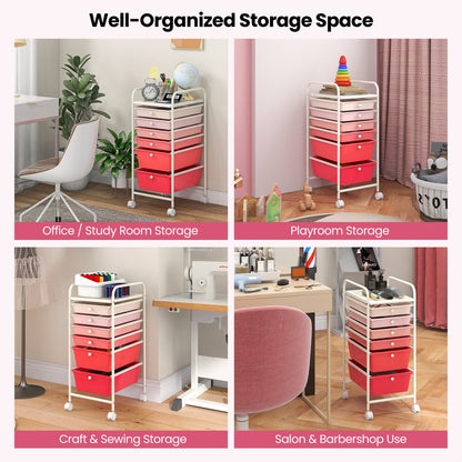6 Drawers Rolling Storage Cart Organizer, Pink File Cabinets at Gallery Canada