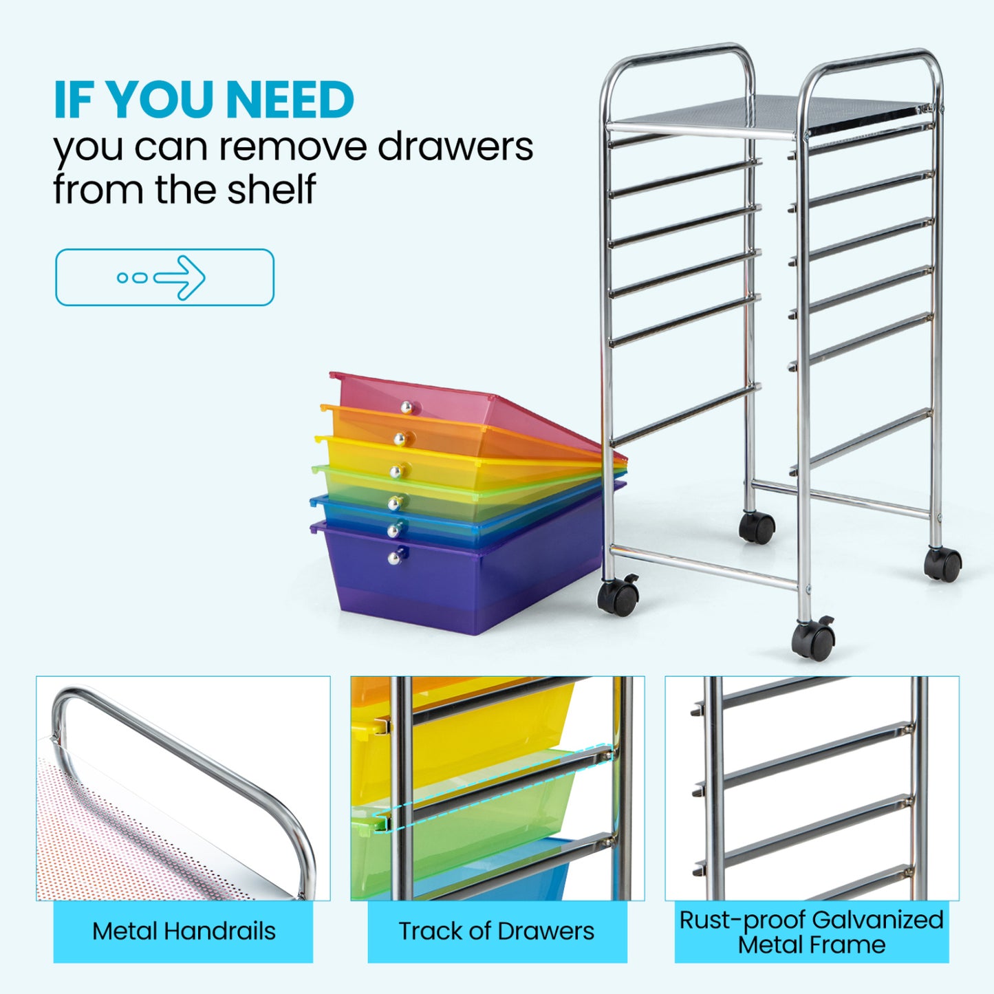 6 Drawers Rolling Storage Cart Organizer, Multicolor, Transparent File Cabinets at Gallery Canada