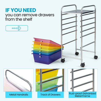 6 Drawers Rolling Storage Cart Organizer, Multicolor, Transparent File Cabinets at Gallery Canada
