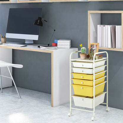 6 Drawer Rolling Storage Cart Organizer, Yellow File Cabinets at Gallery Canada