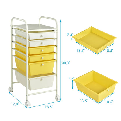 6 Drawer Rolling Storage Cart Organizer, Yellow File Cabinets at Gallery Canada